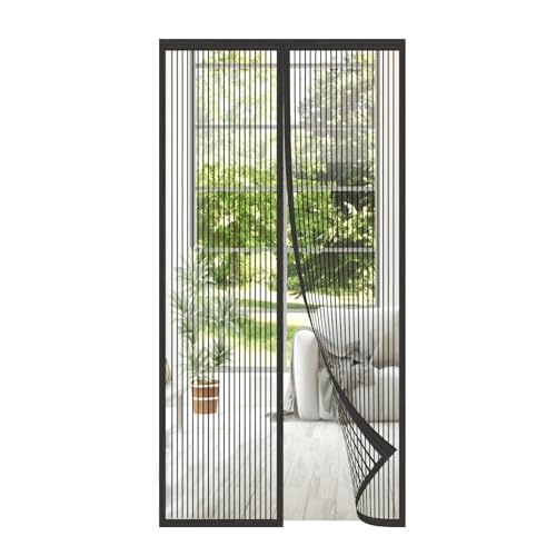 MAGICDOOR Magnet Fliegengitter Balkontür 75x200cm, Schwarz Polyester Magnetvorhang Fliegengitter Tür Atmungsaktiv Selbstschließend Insektenschutz Fenster Ohne Bohren für Terrasse Schlafzimmer usw. von MAGICDOOR