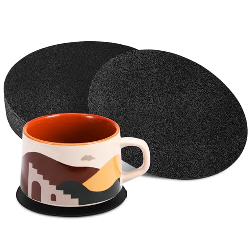 MAGICLULU 12Stücke Teiliges Doppelseitige Untersetzer aus Pu-Material in Schwarz für Getränke Tassen und Gläser für Tisch Büro und Auto rutschfest und Hitzebeständig von MAGICLULU