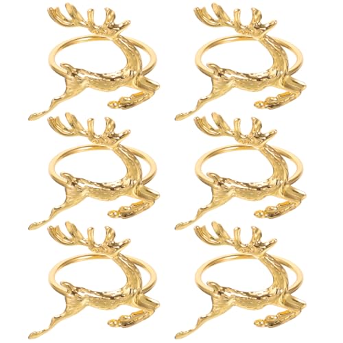 MAGICLULU Weihnachtsserviettenhalter Hirschform Serviettenschnalle Aus Metall 6 Stück Einzigartige Dekorative Serviettenhalter für Den Tisch von MAGICLULU