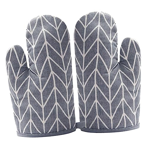 MAGICLULU 1 Paar Hitzebeständige Ofenhandschuhe Hochtemperaturisolierte Küchenhandschuhe für Sicheres Backen und Kochen mit Geometrischem Muster für Mikrowelle und Backofen von MAGICLULU