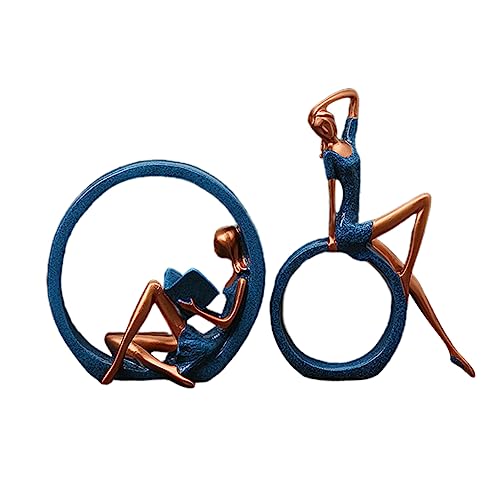MAGICLULU 1 Paar Mädchenfigur Heim Yoga-Statue Lesemädchen-Desktop-Ornamente Tischdekoration Knödel-bambustablett Thanksgiving-mittelstücke Dekorationen Büro Schreibtisch von MAGICLULU
