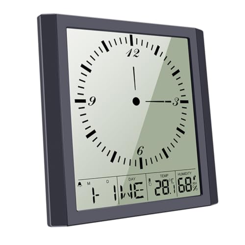 MAGICLULU Hängende Uhr Digitaluhr Wanddekoration Kalender Alarm Stilvolle Temperatur Luftfeuchtigkeit Für Zuhause von MAGICLULU