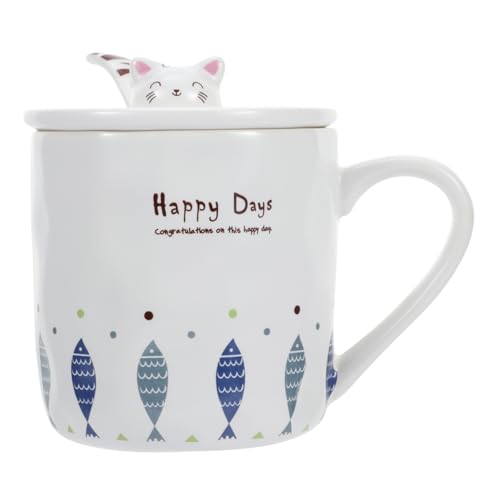 MAGICLULU 1 Satz Fischbecher Tasse Kaffee Keramik japanische Tasse Wassergläser Kaffeebecher mit Deckel neuartiger Getränkekrug schöne Tasse Haushalt Kaffeetasse Frühstückstasse Wasserbecher von MAGICLULU