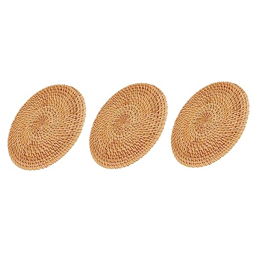 MAGICLULU Natürliches Rattan-pad Gewebtes Tischset Runde Wärmeisolierte Matte Für Die Heimdekoration Geschirrmatte Praktisches Tischset von MAGICLULU