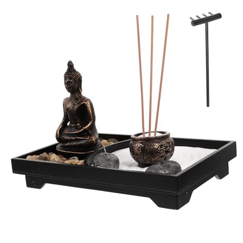 MAGICLULU 1 Satz Japanischer Zen-Garten Zen-Garten-Buddha Meditationsgartensteine Zen-kerzenhalter Kerzenhalter Im Zen-Stil Kosmetologie Harz Weihrauchbrennerschale Yoga von MAGICLULU