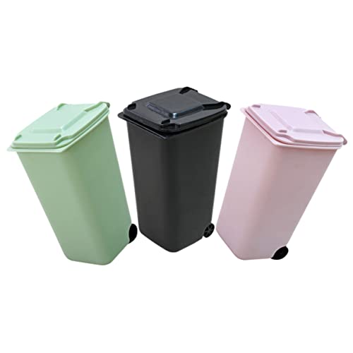 MAGICLULU 1 Satz Mini Tischabfalleimer Mit Deckel Multifunktionale Mülleimer Für Büro Zuhause Schlafzimmer Leicht Tragbar Und Geruchsneutral Schwarz Grün 3 Stück von MAGICLULU