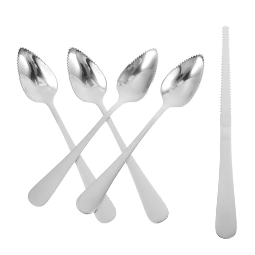 MAGICLULU 1 Satz Obstschneider Set mit Grapefruitlöffel und Messer Gezackte Kanten für Kiwi Zitrusfrüchte und Desserts Rostfrei für Tägliche Nutzung der Küche MAGICLULU 1 Satz Obstschneider Set mit Grapefruitlöffel und Messer Gezackte Kanten für Kiwi Zitrusfrüchte und Desserts Rostfrei für Tägliche Nutzung der Küche von MAGICLULU