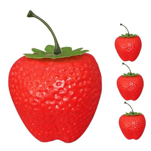 MAGICLULU 1 Satz Simulation Große Erdbeere Falsche Beeren Erdbeerfälschung Erdbeeren Gefälschte Erdbeere Simulation Erdbeere Erdbeer-Accessoires- Gefälschte Früchte Rot Plastik 4 Stück von MAGICLULU