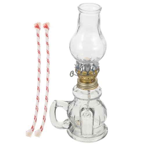 MAGICLULU 1 Satz Vintage -Glas -Lampenschirmöllampe Retro Paraffin Kerosinlampe drinnen dekorative Petroleumlampe Öl-Petroleumlampe Vintage Öllaterne Öllampe zu Hause Metall von MAGICLULU