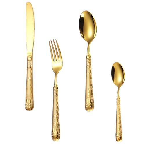MAGICLULU Edelstahl Besteck 4 Stück Haushaltsbesteck Für Gabeln Löffel Und Messer 304 Edelstahl Langlebig Und Spülmaschinenfest Geschirrset Für Alltag Und Besondere Anlässe von MAGICLULU