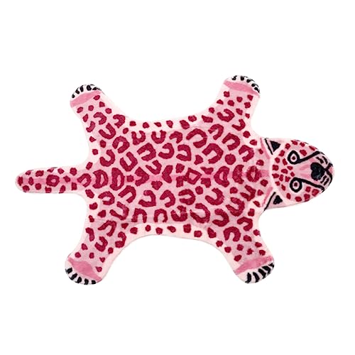 MAGICLULU 1 Stück Haustiermatte Teppich mit Leopardenmuster drinnen Fälschung Boden Eingang Fell Teppich in Tierform Wohnzimmerteppiche pelzige Teppiche Polyester Rosa von MAGICLULU