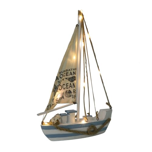 MAGICLULU 1 Stück LED Segelboot Modell mit LED Beleuchtung Mediterraner Holz Dekoration für Wohnräume Tischverzierung ohne Batterie für Schlafzimmer Wohnzimmer und Büro MAGICLULU 1 Stück LED Segelboot Modell mit LED Beleuchtung Mediterraner Holz Dekoration für Wohnräume Tischverzierung ohne Batterie für Schlafzimmer Wohnzimmer und Büro von MAGICLULU