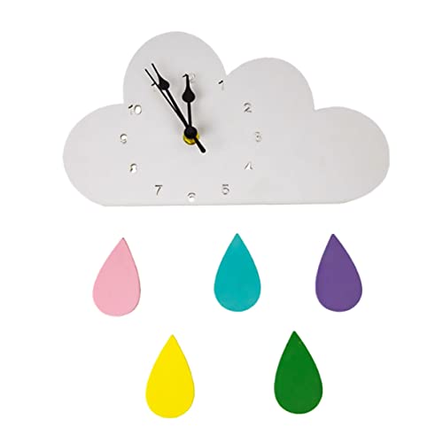 MAGICLULU 1 Stück Wanduhren für Kinderzimmer Cartoon Cloud Clock mit Design Leise und Präzise für Kindergarten und Zuhause Leicht Anbringbar Fördert das Zeitlernen von MAGICLULU