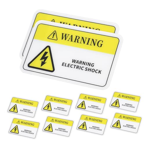 MAGICLULU 10 Stück Selbstklebende PVC Warnaufkleber Maschinen Sicherheitskennzeichnung Elektrisch Schock Warnschild Industrie Hinweis Aufkleber Langlebig Sichtbar von MAGICLULU