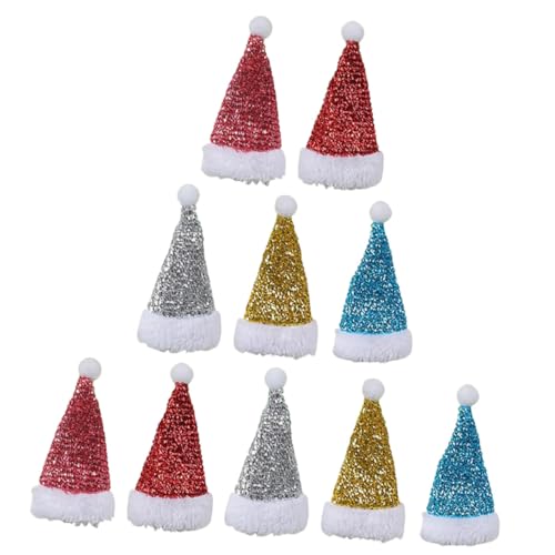 MAGICLULU 10 Stück Weihnachtsbestecktaschen Weihnachtsmützen Besteckhalter aus Stoff Vielseitig Wiederverwendbar Rot Gold Blau Silber Festliche Tischdeko für Weihnachtsfest von MAGICLULU