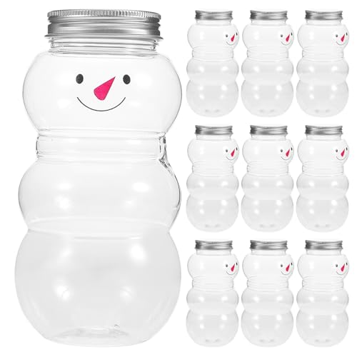 MAGICLULU 10 x Schneemann-Getränkebehälter, leer, wiederverwendbar, Schneemann-Flaschen, Saftflaschen, Kekse, Glas für Weihnachten von MAGICLULU