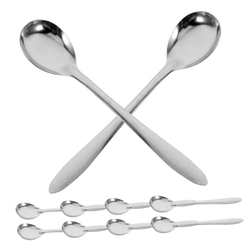 MAGICLULU 100 Stück Kaffeelöffel Teelöffel Mini Espressolöffel Kaffeebarlöffel Wiederverwendbare Löffel Weiß Servierlöffel Rührlöffel Farbe Untertasse Rostfreier Stahl Silver von MAGICLULU