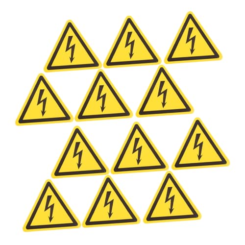 MAGICLULU 12 Stück Identifikationsetikett Elektroschockwarnschilder Warnaufkleber für Hochspannung Warnzeichen-Aufkleber Warnabziehbilder Stromwarnschild Elektrische Warnung PVC Gelb von MAGICLULU