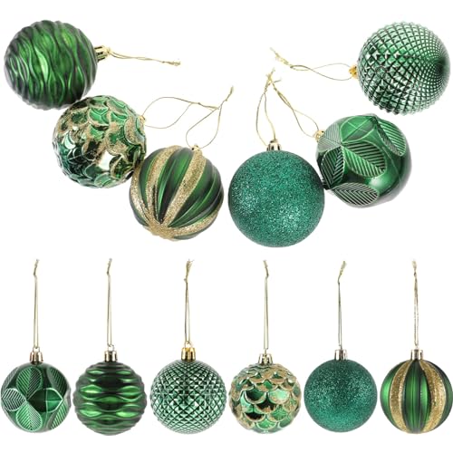 MAGICLULU 12-Teiliges Weihnachtskugel-Ornament Bruchsicheres Weihnachtsbaumschmuck-Set Hängende Kugelanhänger Dekorationen Weihnachtsbaumkugeln Für Urlaub Hochzeit Party Dekoration Grün von MAGICLULU