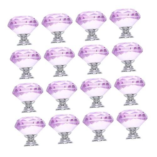 MAGICLULU 16 Stück Kristallglas Schrankknöpfe in Violett Elegante Kratzfeste Möbelgriffe für Schrank Kommode Ergonomisch Geformt für Komfortable Handhabung und Stilvolle Wohnraumgestaltung von MAGICLULU