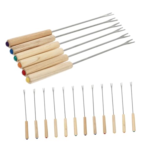 MAGICLULU 18 Stück Teiliges Fondue mit Holzgriff Rostfreie Fondue Spieße Hitzebeständig Leicht zu Reinigen für Käsefondue Picknick Camping und Familienfeiern von MAGICLULU