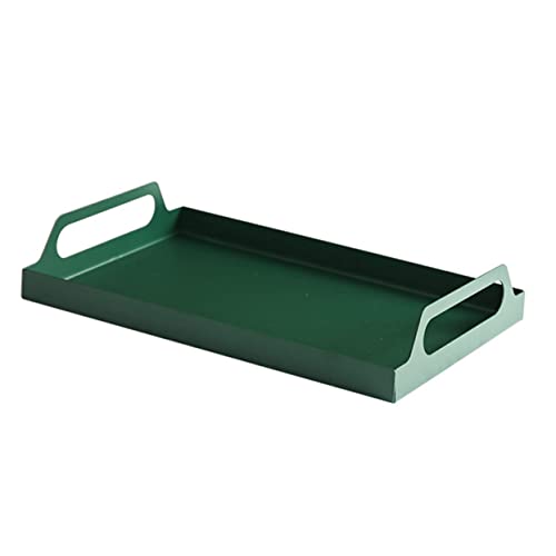 MAGICLULU 1Stk rechteckiges Tablett rundes Serviertablett Tablett mit trockenen Früchten Snackbehälter Halter Würze Abs ablage tablett snackteller Frühstückstablett Serviceplatte Eisen Green von MAGICLULU