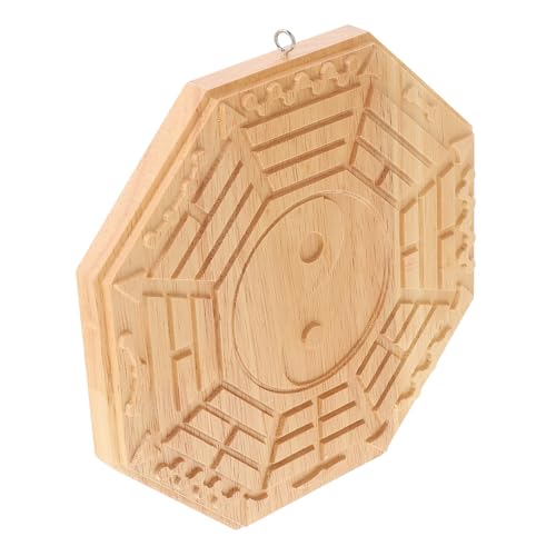 MAGICLULU 1Stück Tai Chi Bagua Spiegel aus Holz Feng Shui Wanddeko Glücksbringer für Zuhause Handgefertigt Positive Energie und Wohlstand von MAGICLULU