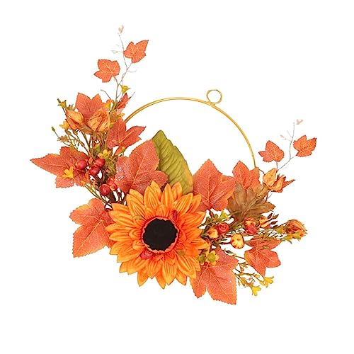 MAGICLULU 1stk Danksagung Kranz Glyziniengirlande Kranz Für Die Haustür Tür Herbst Im Freien Herbstblatt Herbstlicher Bauernhaus-Herbst Halloween- Eisen Orange von MAGICLULU