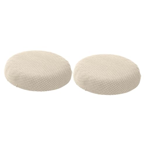MAGICLULU 2 Stck Elastischer Rundhockerbezug aus Wasserabweisendem Schützender Stuhlhussen Bezug für Küchen und Wohnzimmerstühle Langlebiger Pflegeleichter Hocker Schutz Beige von MAGICLULU