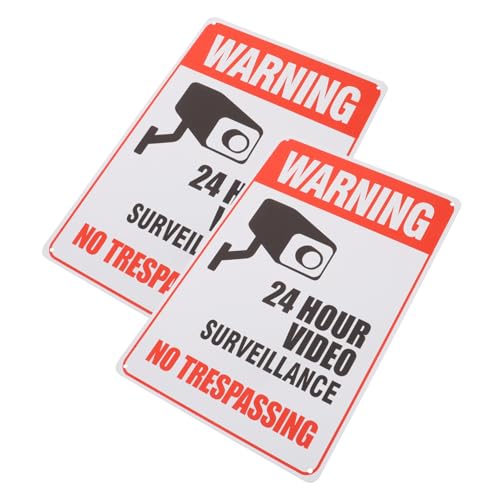 MAGICLULU 2 Stck. Warnschild Videoüberwachung Zutritt Verboten für Stunden Warnschild für und Außenbereich Rustfreies Dekorative Wanddekoration von MAGICLULU