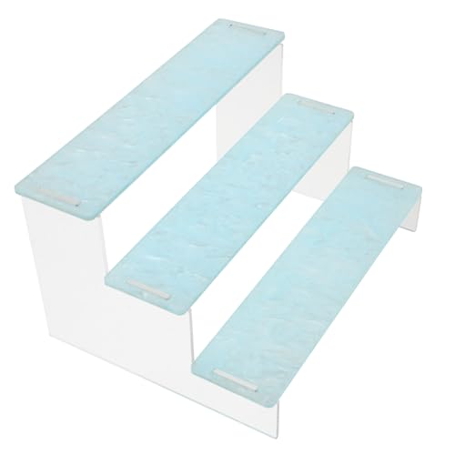 MAGICLULU 2 Stück Acryl Riser Regal Stufiges Display Regal für Figuren und Dekorationen Design Sanftem Blau für Schreibtisch und Wohnräume von MAGICLULU