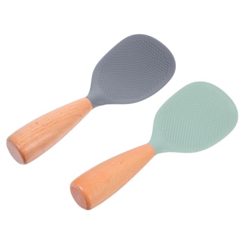 MAGICLULU 2 Stück Antirutsch Reislöffel Hitzebeständig Selbststehend Ergonomischer Griff Antihaftbeschichtet Platzsparend zum Kochen und Servieren von Reis Grün von MAGICLULU