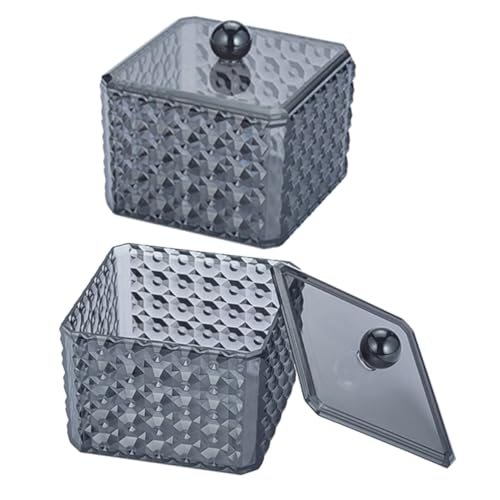 MAGICLULU 2 Stück Aufbewahrungsbox mit Deckel Transparenter Wattepads Wattestäbchenhalter Feuchtigkeitsgeschützt Langlebig Stilvoll für Badezimmer und Schminktisch von MAGICLULU