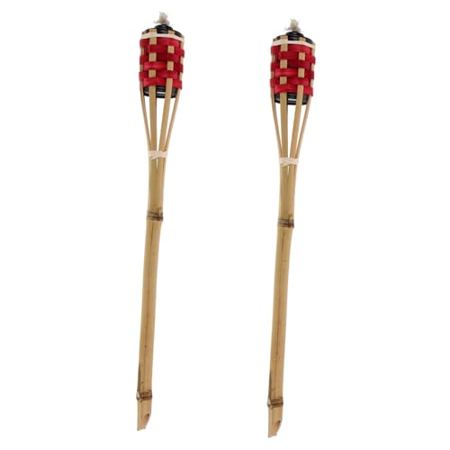 MAGICLULU 2 Stück Bambusfackel Dochte Solar- Luau-Party Schlag Flamme Outdoor Leuchte feuerfackel Außenbeleuchtung Taschenlampe für den Garten Outdoor-Camping-Taschenlampe Bambus weben von MAGICLULU