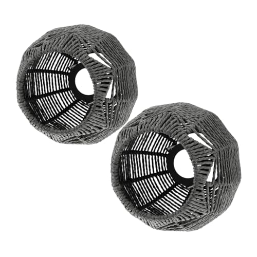 MAGICLULU 2 Stück Boho Lampenschirm Handgefertigter Rustikaler Papierseil-lampenschirm mit Metallrahmen Laternenform Weiches Licht für Wohnzimmer Restaurant Moderner Landhausstil von MAGICLULU