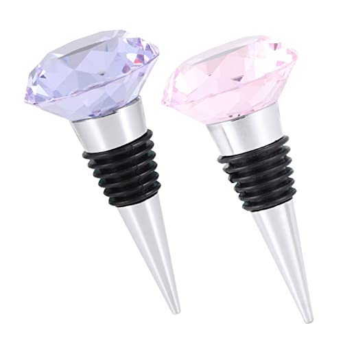 MAGICLULU 2 Stück Edelstahl Flaschenverschluss Weinstopper mit Kristall design Luftdichter Wiederverwendbarer Flaschenverschluss für Rotwein und Whisky Langlebiger Metallverschluss für von MAGICLULU
