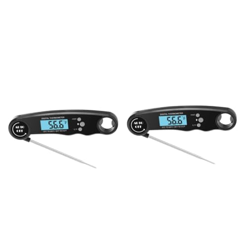 MAGICLULU 2 Stück Faltbares Digitales Lebensmittelthermometer Elektronisches Grill und Küchenthermometer mit Präziser Messsonde für Bbq und Schwarz von MAGICLULU