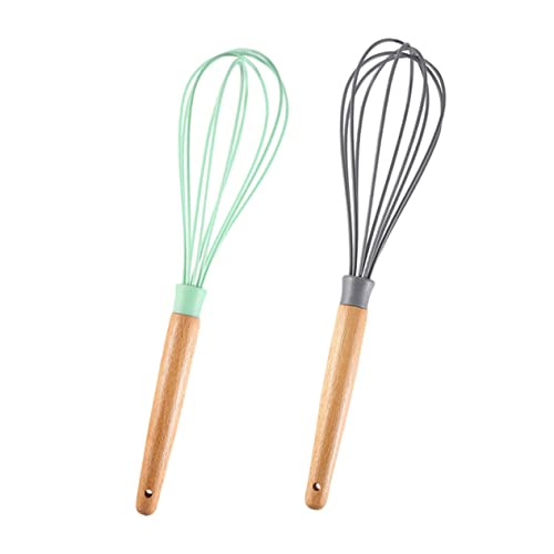 MAGICLULU 2 Stück Handrührgerät mit Holzgriff Manuelle Eierverquirler und Sahnebesen für Küche zum Mixen von Teig und von MAGICLULU