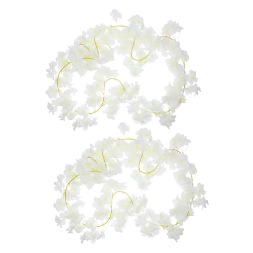 MAGICLULU 2 Stück Künstliche Kirschblüten Girlande Flexible Hängeblumenranke Langlebig für Hochzeits Wohnungsdeko Realistische Blüten mit Natürlichem Look Vielseitig Arrangierbar Weiß von MAGICLULU