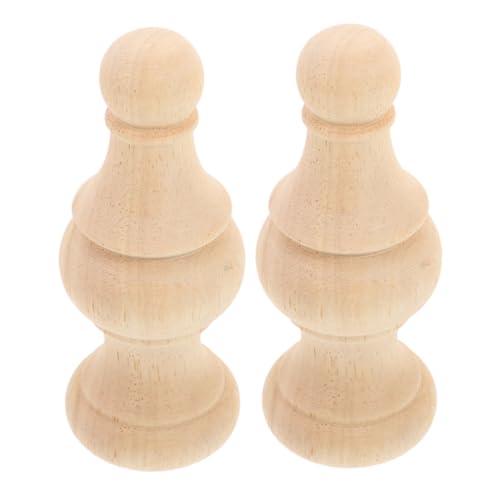 MAGICLULU 2 Stück Massivholz Roman Säulen Kopf Verzierungen Unbehandelte Holz Finials für DIY Handwerk Bettpfosten Gardinenstangen und Fahnenmast Dekoration von MAGICLULU