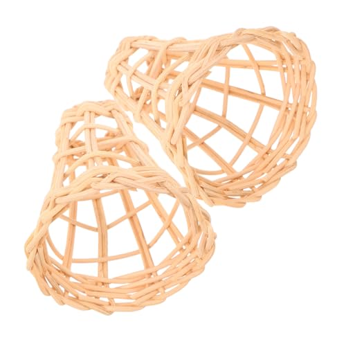 MAGICLULU 2 Stück Mini Rattan Lampenschirme Handgewebt Hohles Design Vintage Kronleuchter Tischlampe Dekorative Leuchtenschirme für Boho von MAGICLULU