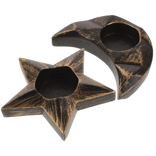 MAGICLULU 2 Stück Pentagramm Leuchter Desktop-kerzenhalter Vintage Kerzentablett Mondförmiger Kerzenhalter Mond Kerzenhalter Dekorative Kerzenhalter Kerzenständer Desktop- Black Harz von MAGICLULU