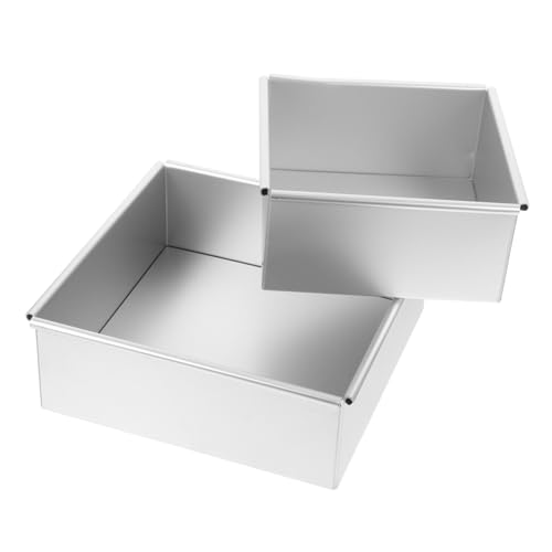 MAGICLULU 2 Stück Quadratische Backform aus Aluminiumlegierung mit Abnehmbarem Boden Antihaftbeschichtete Kleine Kuchenform für Gleichmäßiges Backen von Chiffon und Dessertkuchen Langlebig von MAGICLULU