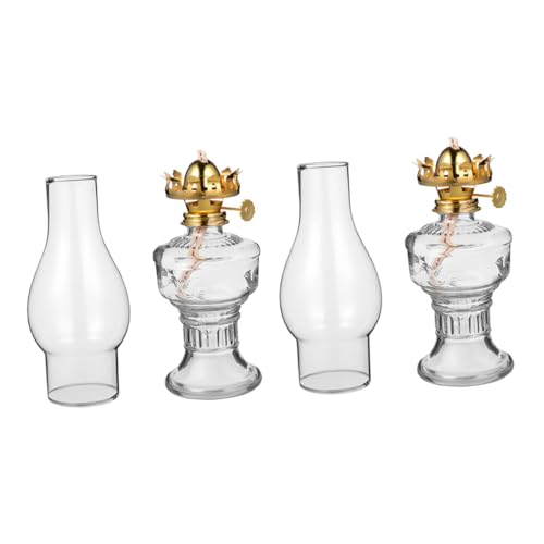 MAGICLULU 2 Stück Retro-Petroleumlampe für den einzug Retro lampen pferdeparty tischdeko esstisch Kerosinlampe alte Lampe Öllampe Desktop-Ornament Petroleumlampe aus Glas Eisen von MAGICLULU