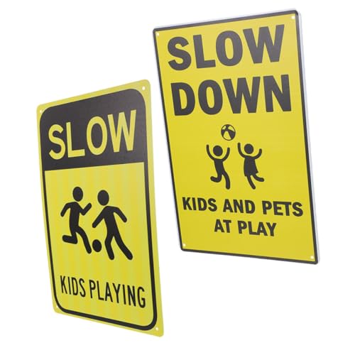 MAGICLULU 2 Stück Straßenschild Zur Vorsicht Kind Im Freien Led Nass Punktzeichen Für Warnung Warnzeichen Forderung Bitte Verkehrsschild Yellow Eisen von MAGICLULU