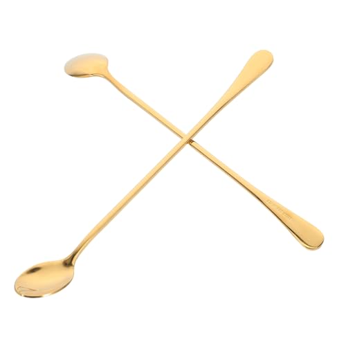 MAGICLULU 2 Stück Teiliges Edelstahl Rührlöffel mit Langem Griff Goldfarbener Bar Löffel Langlebig Elegant für Cocktails Kaffee Tee Bars und Zuhause von MAGICLULU