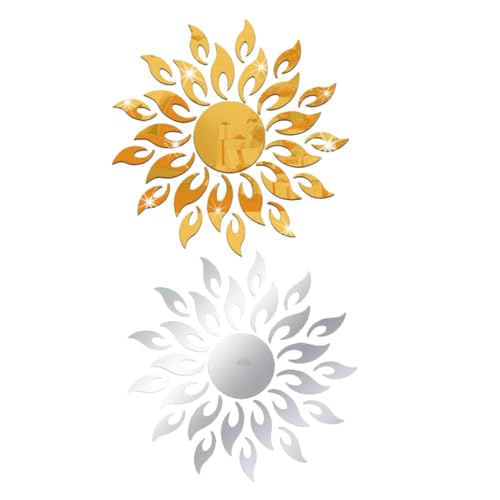 MAGICLULU 2 Stück Teiliges Sonnenblumen Spiegel Aufkleber Selbstklebend Acrylspiegel Dekor Wohnzimmer Schlafzimmer Bad Wanddeko Modern Kreativ Silber und Gold MAGICLULU 2 Stück Teiliges Sonnenblumen Spiegel Aufkleber Selbstklebend Acrylspiegel Dekor Wohnzimmer Schlafzimmer Bad Wanddeko Modern Kreativ Silber und Gold von MAGICLULU
