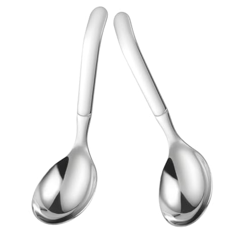 MAGICLULU 2 Stück Teiliges Suppenlöffel aus Edelstahl Dicke Schwere Schöpfkelle mit Tiefem Löffelkopf Langer Griff für Ramen Hot Pot Dessert Langlebig und Leicht zu Reinigen von MAGICLULU