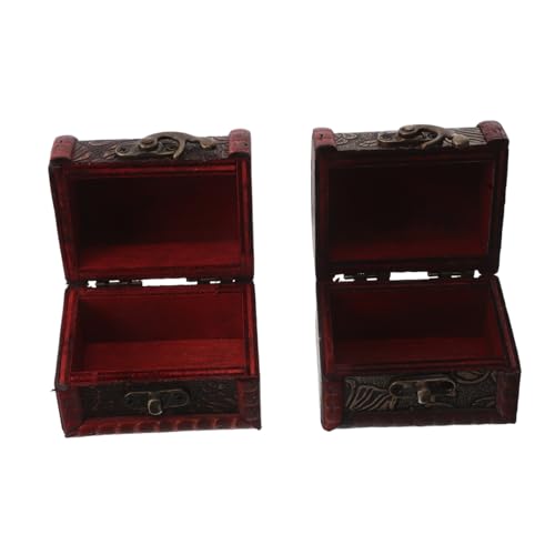 MAGICLULU 2 Stück Vintage Schmuckkästchen Schmuck Aufbewahrungsbox Kleine Schatztruhe Schmuckkästchen Schatztruhe Kleiner Schmuck Organizer Schmucketui Mini Braunes Holz von MAGICLULU