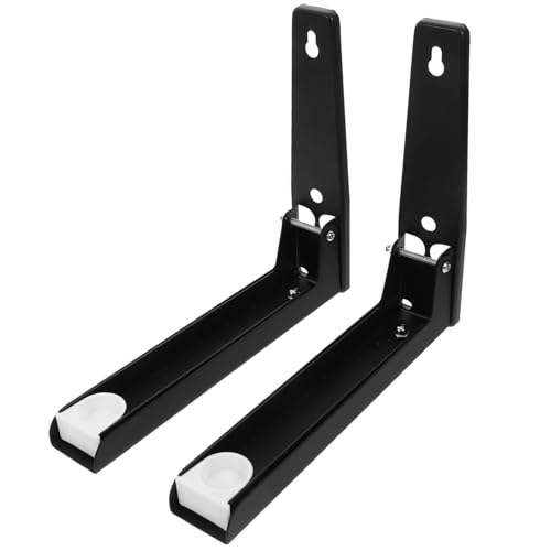MAGICLULU 2 Stück Wandhalterung für Mikrowelle Teilig Faltbares Regal Teleskopisches Design zur Optimalen Raumnutzung Küche Schwarz von MAGICLULU